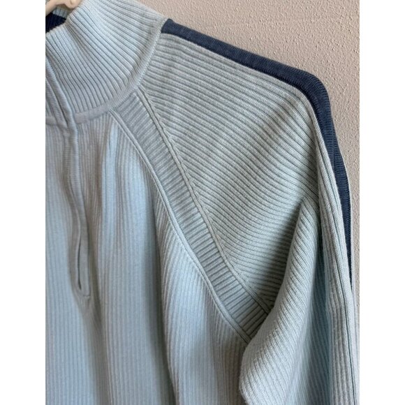 Daisy Fuentes Womens Blue Ribbed Knit Quarter Zip Sweater 1X Cuffed Hem - Picture 9 of 13